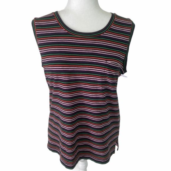 Madewell One Pocket Stripe Muscle Tank Top Medium - Picture 2 of 8